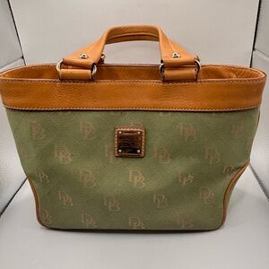 Dooney & Bourke Olive and Tan Logo Handbag